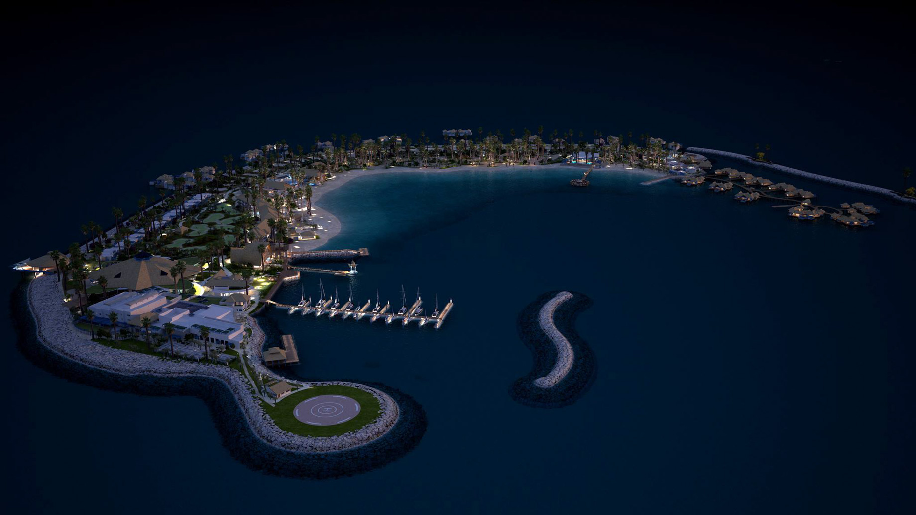 Banana Island Resort Doha by Anantara – Qatar – Night Aerial View