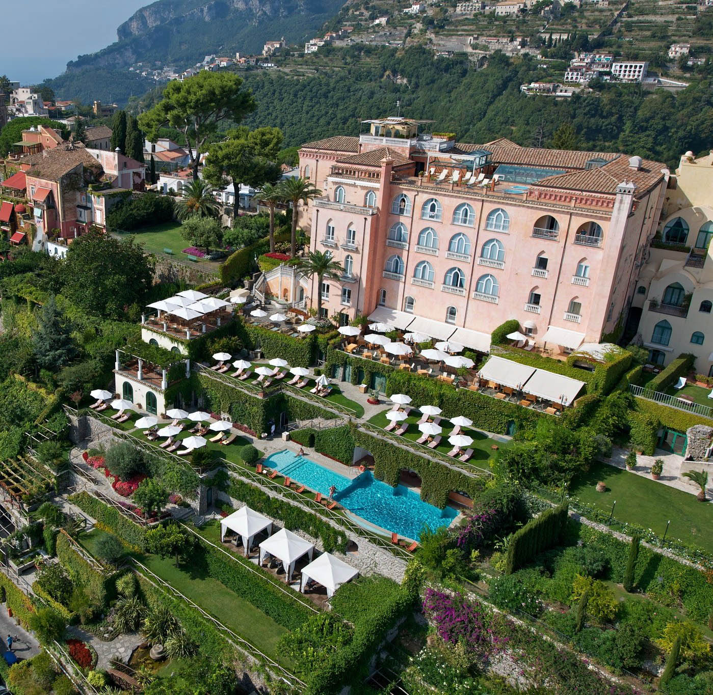 Palazzo Avino Hotel – Amalfi Coast, Ravello, Italy – Pool Aerial View