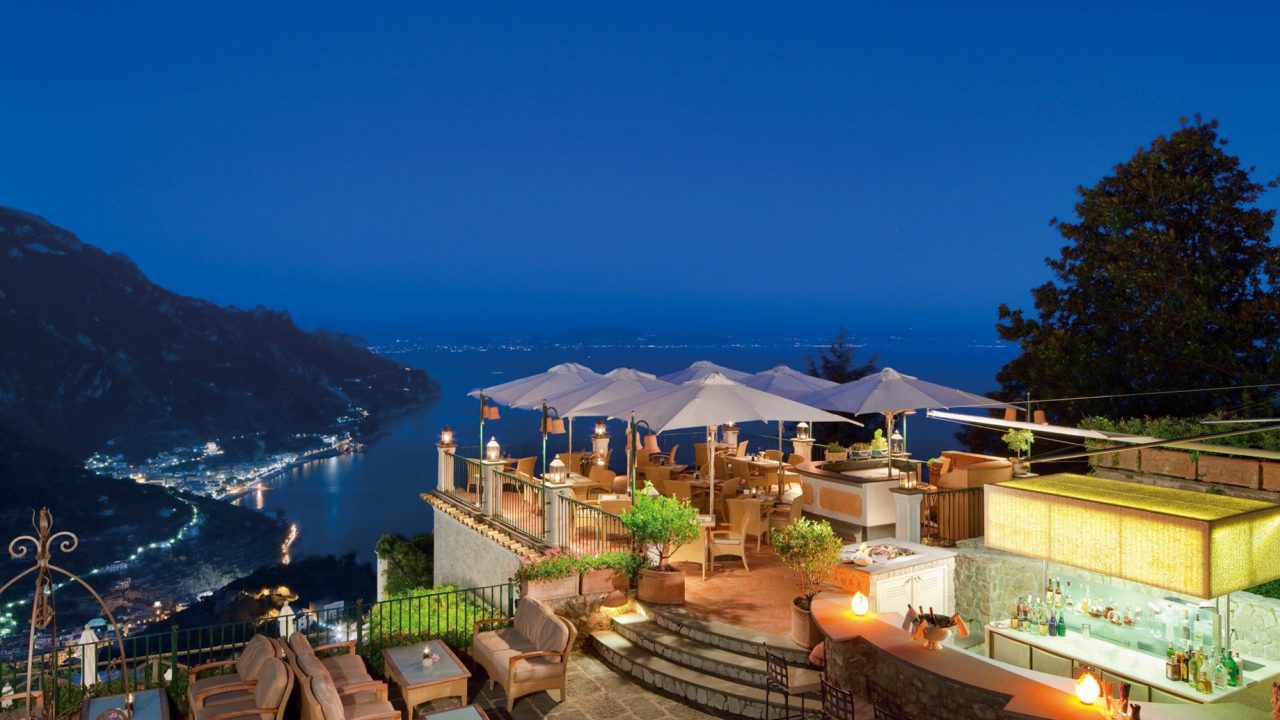 Palazzo Avino Hotel - Amalfi Coast, Ravello, Italy - Bar Night Ocean View
