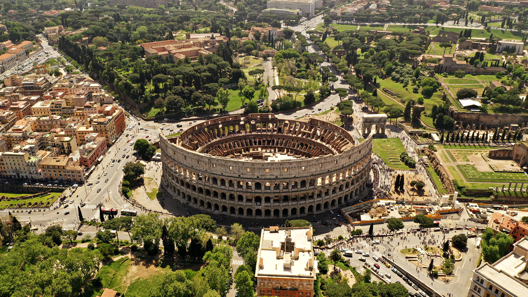 Aerial View on the Colosseum – Rome, Italy
