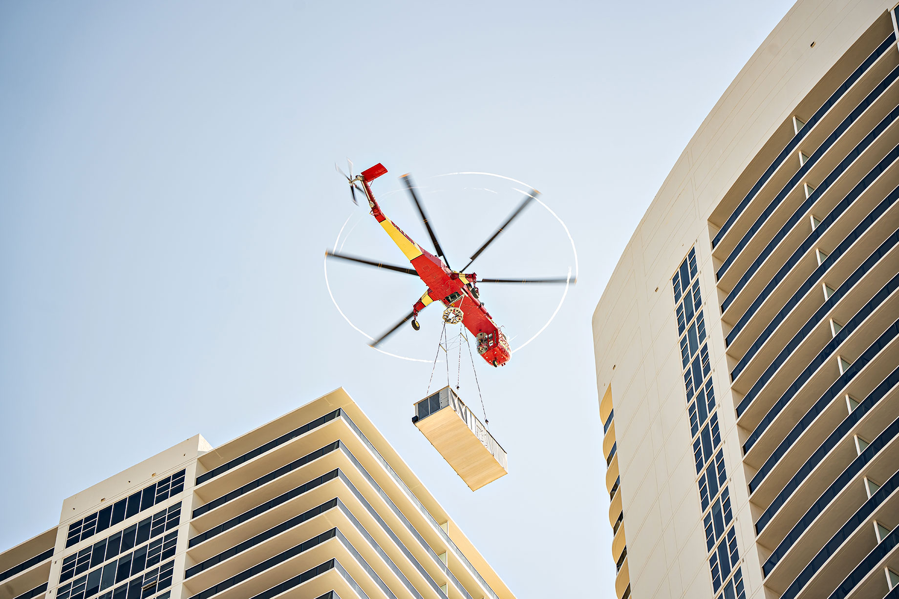 Helicopter Installing Roof-Top Air Conditioning Unit