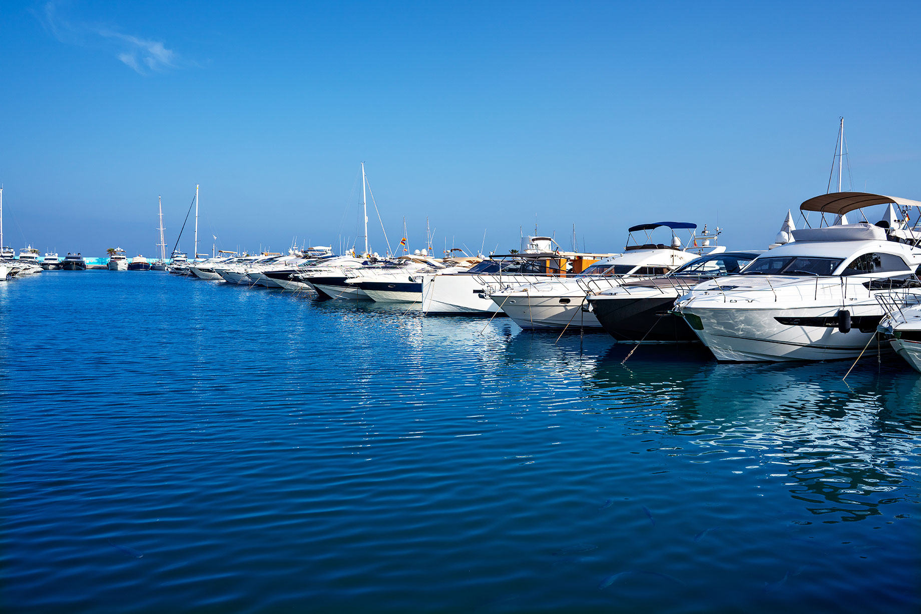 Ibiza Santa Eulalia Marina Port in the Mediterranean Balearic Islands of Spain