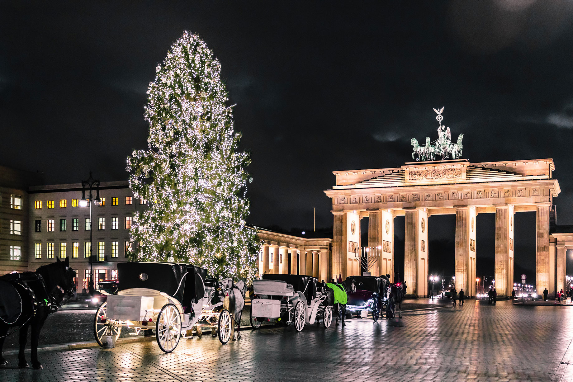 Christmas Tree at Brandenburg Gate in Berlin, Germany