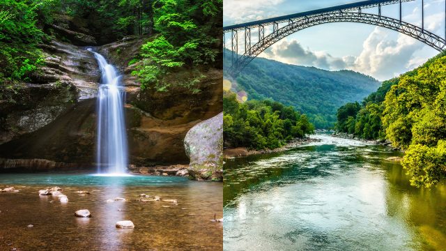 Hocking Hills in Ohio and New River Gorge in West Virginia