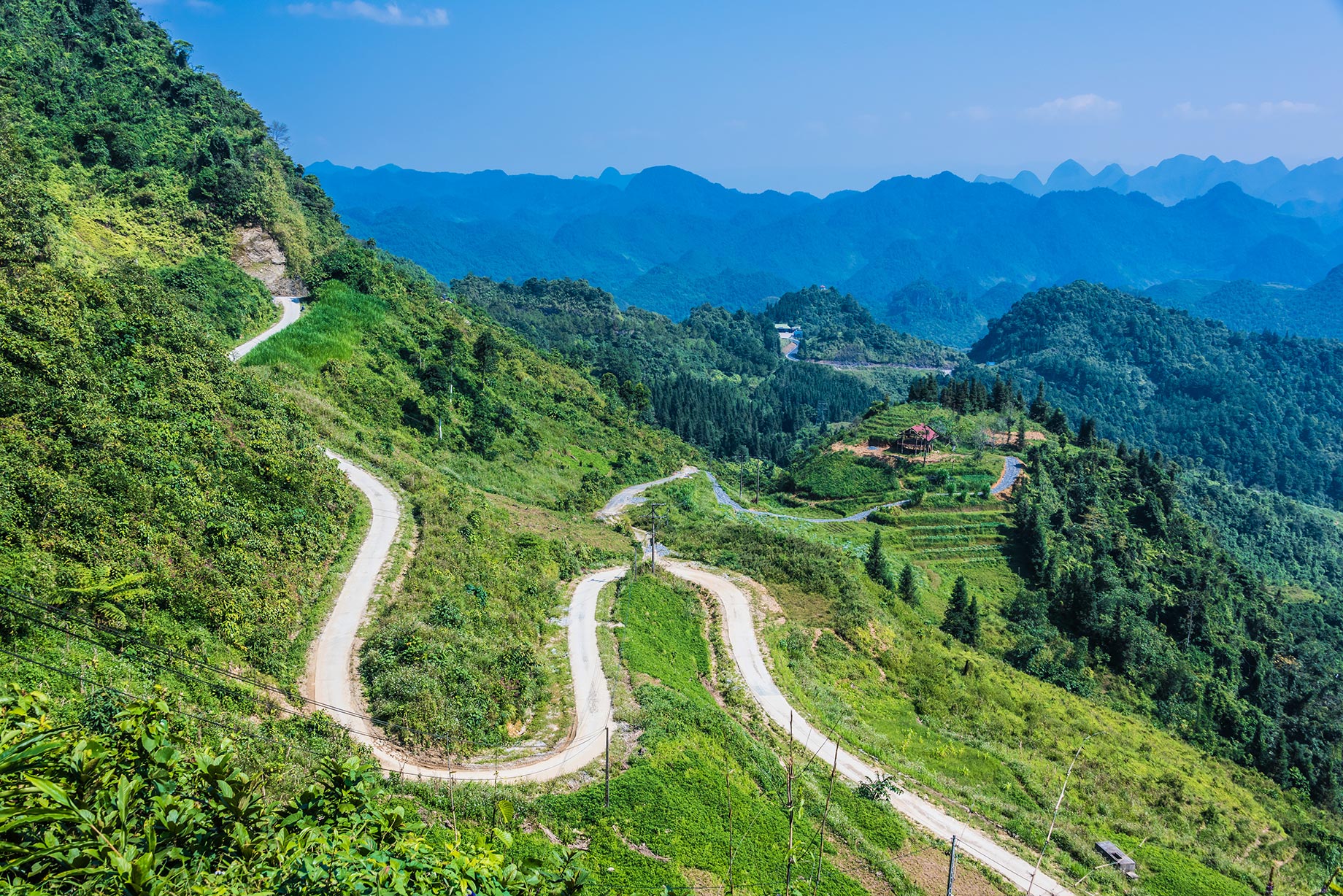 Landscape of Hà Giang Province with the Loop Cutting Through in Northern Vietnam