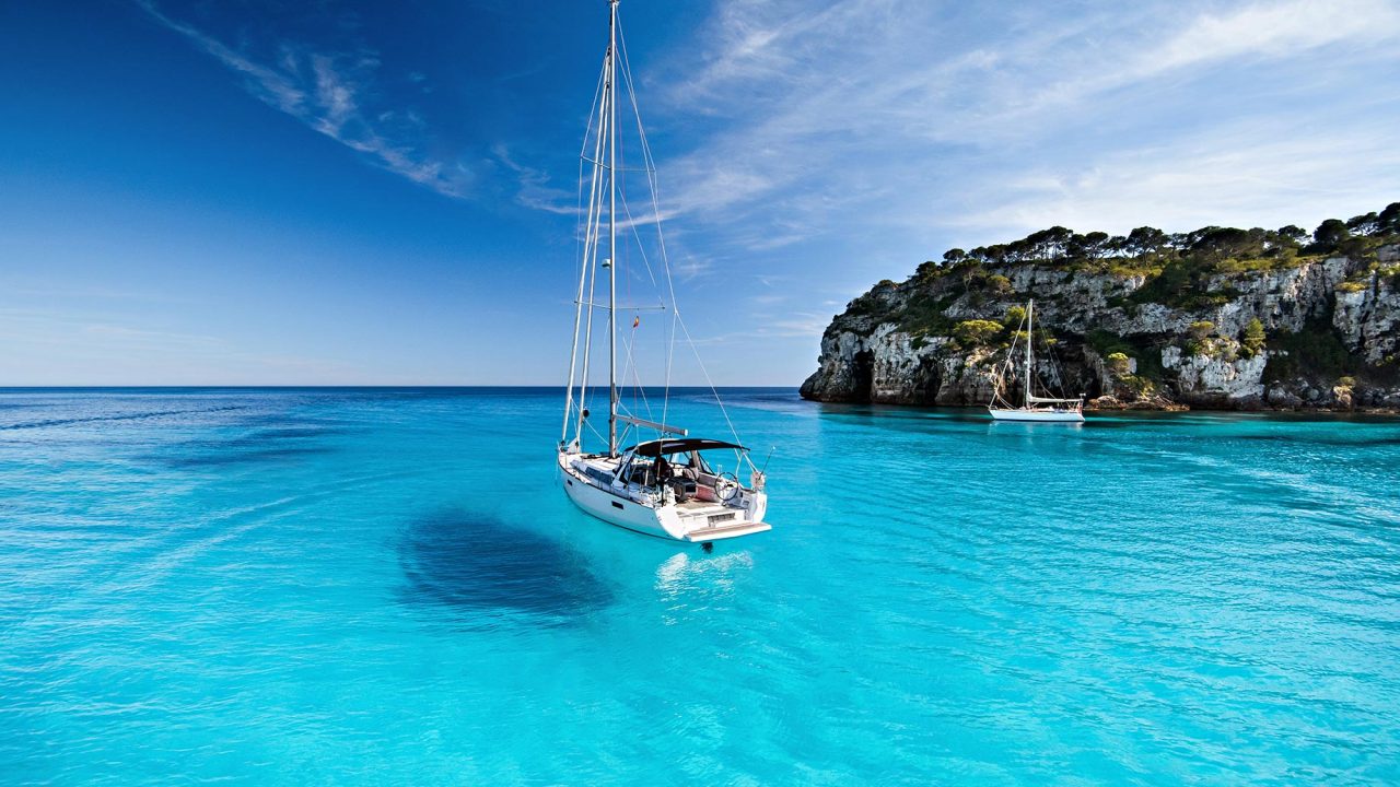 Sailing the Mediterranean from Menorca, Balearic Islands, Spain