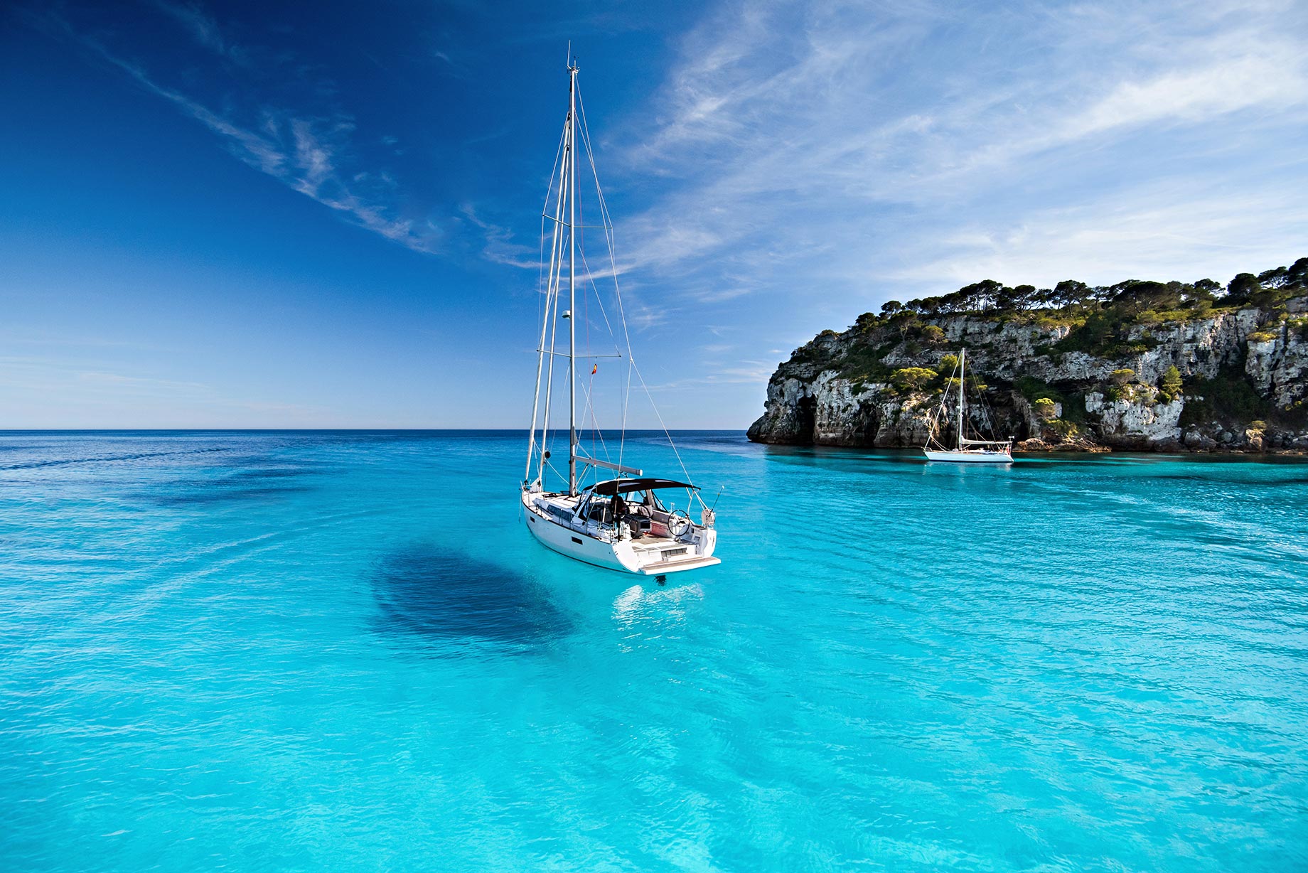 Sailing the Mediterranean from Menorca, Balearic Islands, Spain