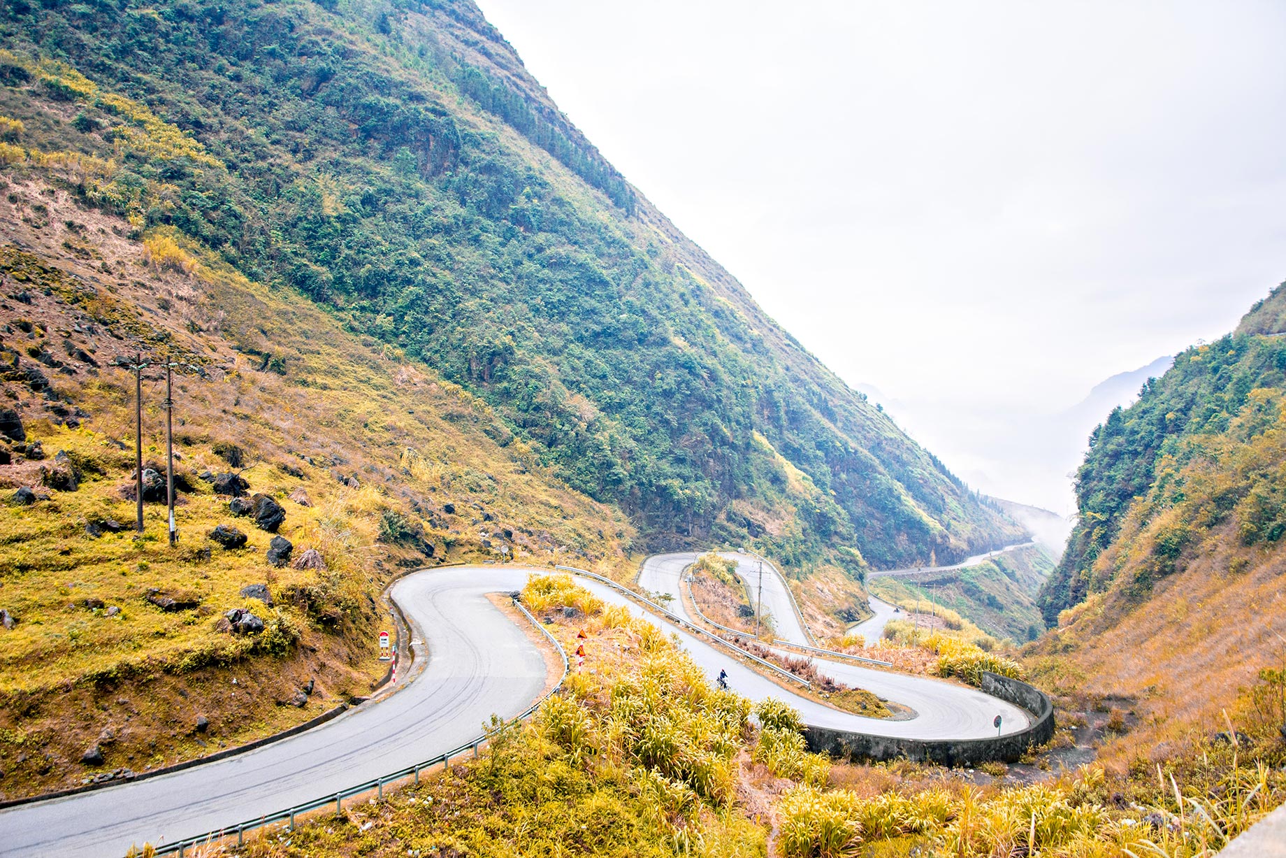 The Hà Giang Loop in Northern Vietnam During Winter with Foggy, Wet Weather