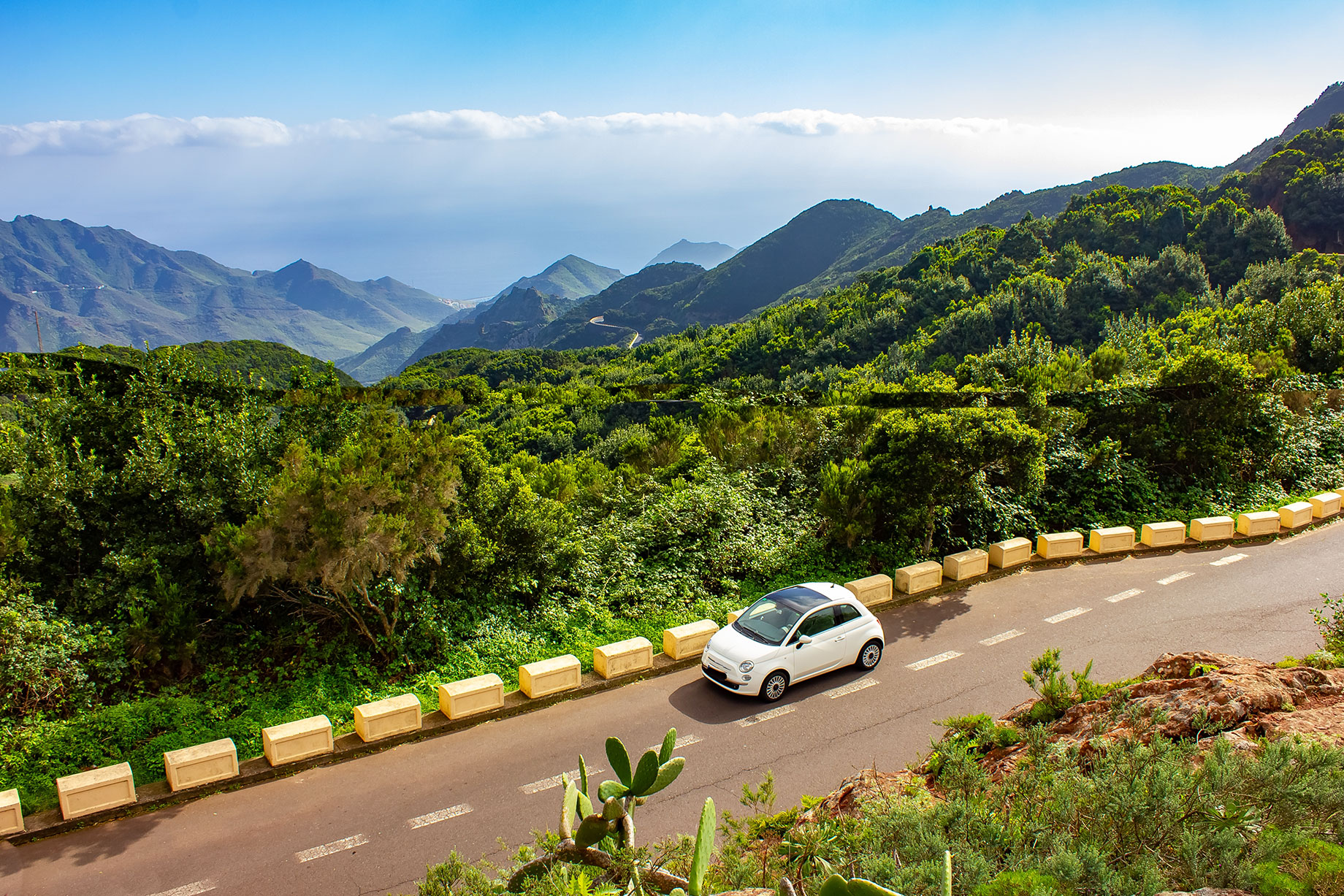 Driving a Car through the Anaga Mountains in Tenerife on the Canary Islands of Spain