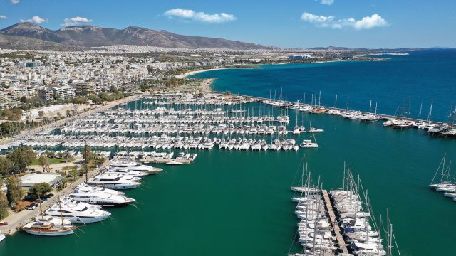 Alimos Marina with Luxury Yachts and Sail Boats Anchored - Athens Riviera, Attica, Greece