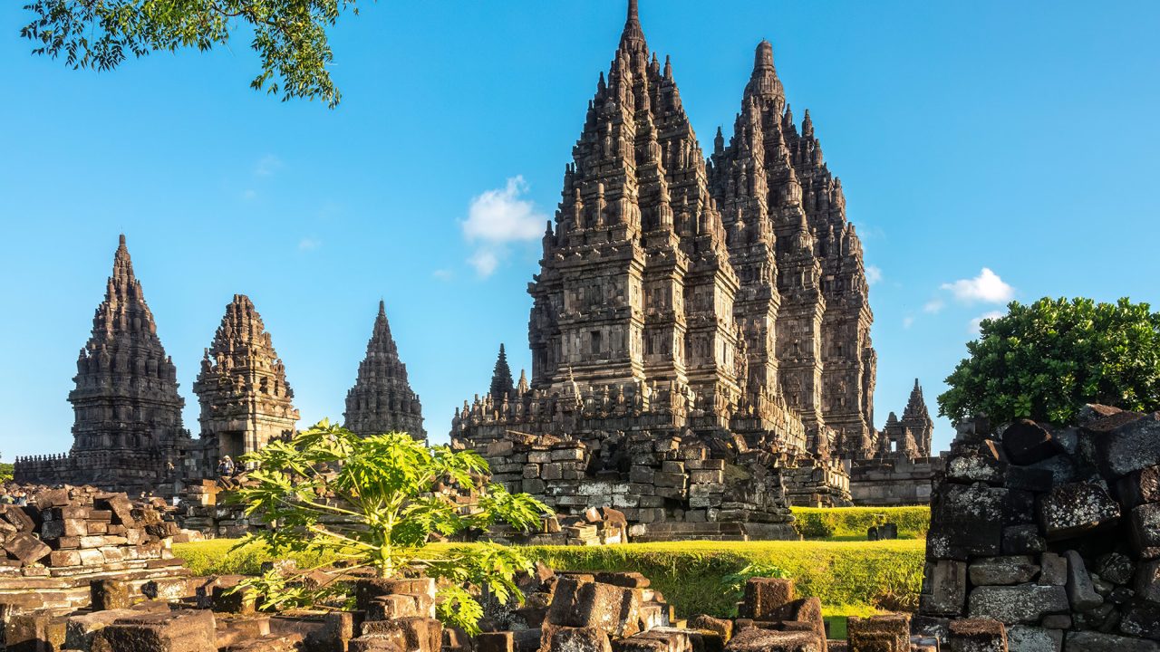 Ancient Temple Ruins of Prambanan - A 9th-Century Mahayana Buddhist Temple Complex in Magelang Regency, Yogyakarta, Central Java, Indonesia