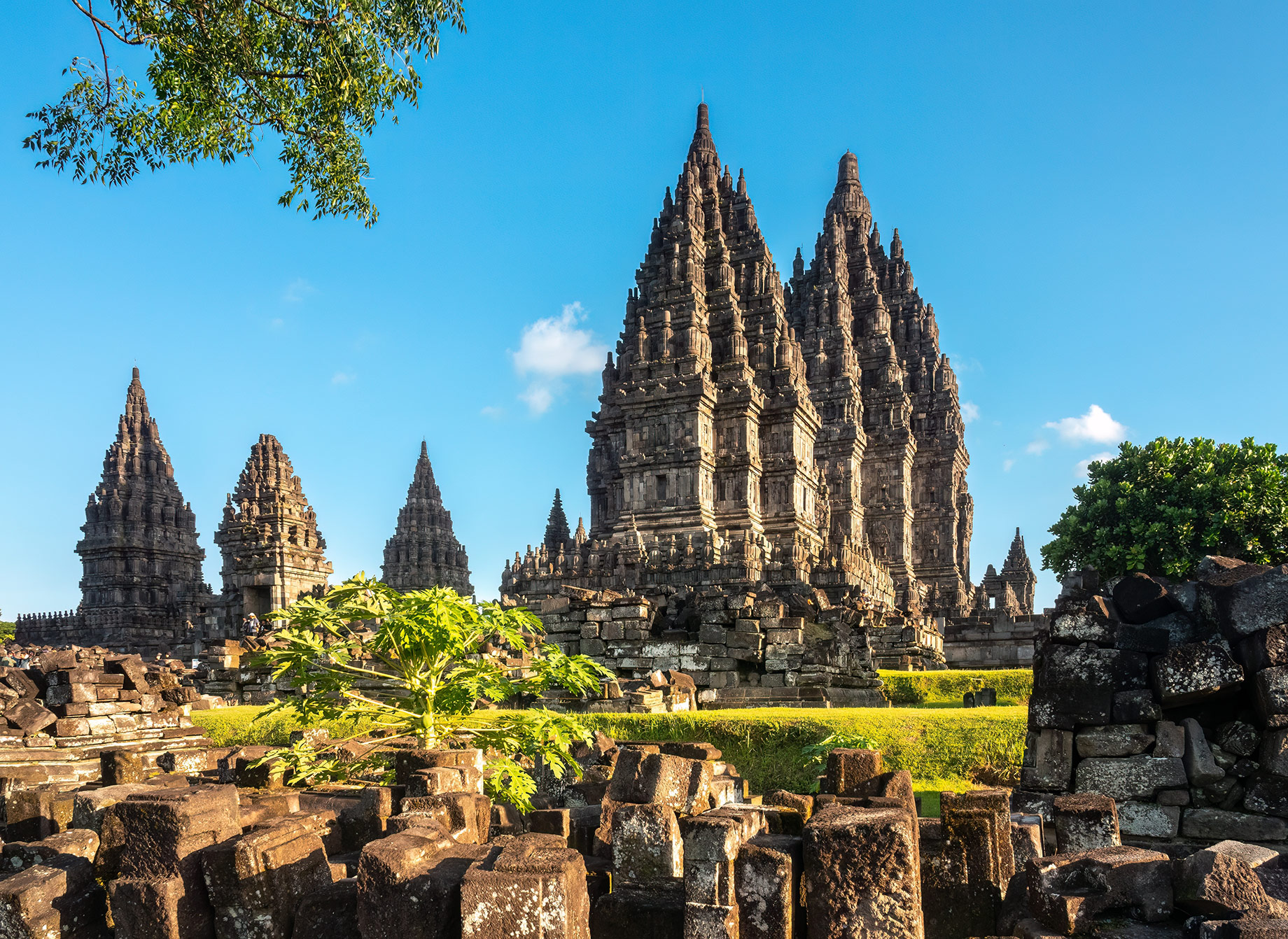 Ancient Temple Ruins of Prambanan - A 9th-Century Mahayana Buddhist Temple Complex in Magelang Regency, Yogyakarta, Central Java, Indonesia