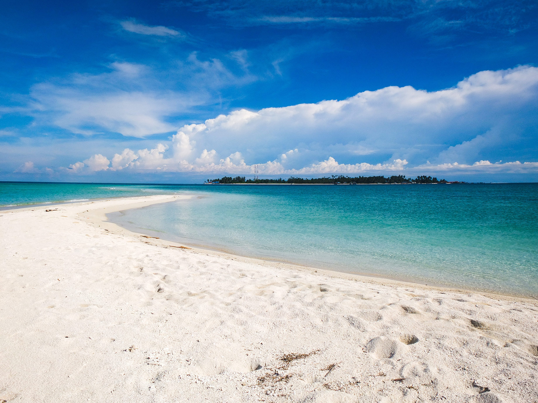 Derawan Island Beach and Sea View with White Sand in East Kalimantan, Indonesia