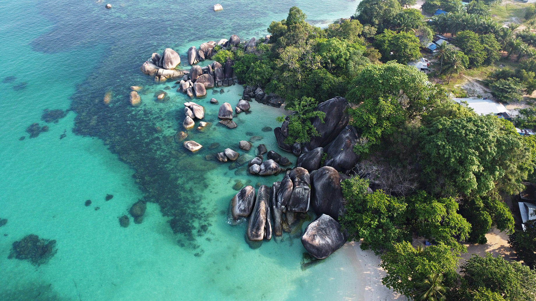 Granite Pinnacle Stones on Tanjung Tinggi Beach, Belitung Island, Indonesia